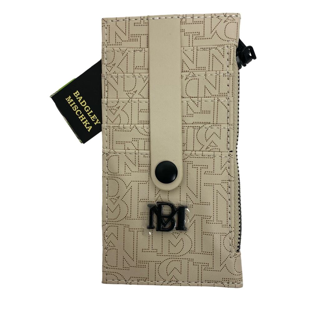 Badgley Mischka Multi Card Holder with Tab and Zippered Compartment NEW